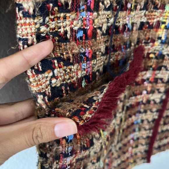Anthropologie ett:twa Women’s Sz XS Tan Tweed Blazer Jacket Multicolor Harlequin - Picture 5 of 8
